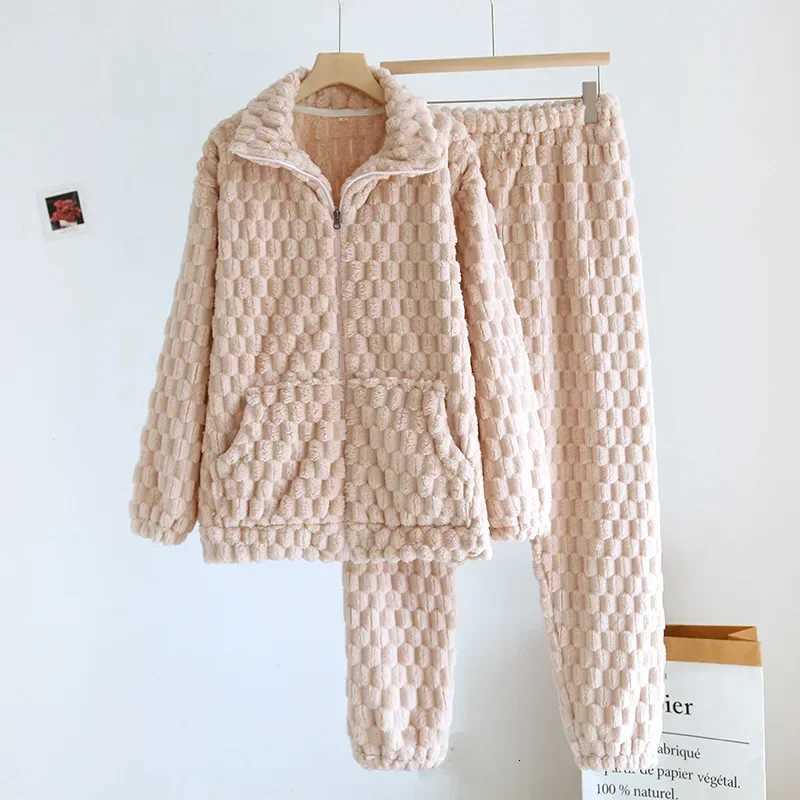 Sleep Lounge Women's 2026 Autumn/Winter Couple Pajama Set Flannel Large Thickened Warm Men's And Women's Long Sleeve Pants Coral Plush  - view 6