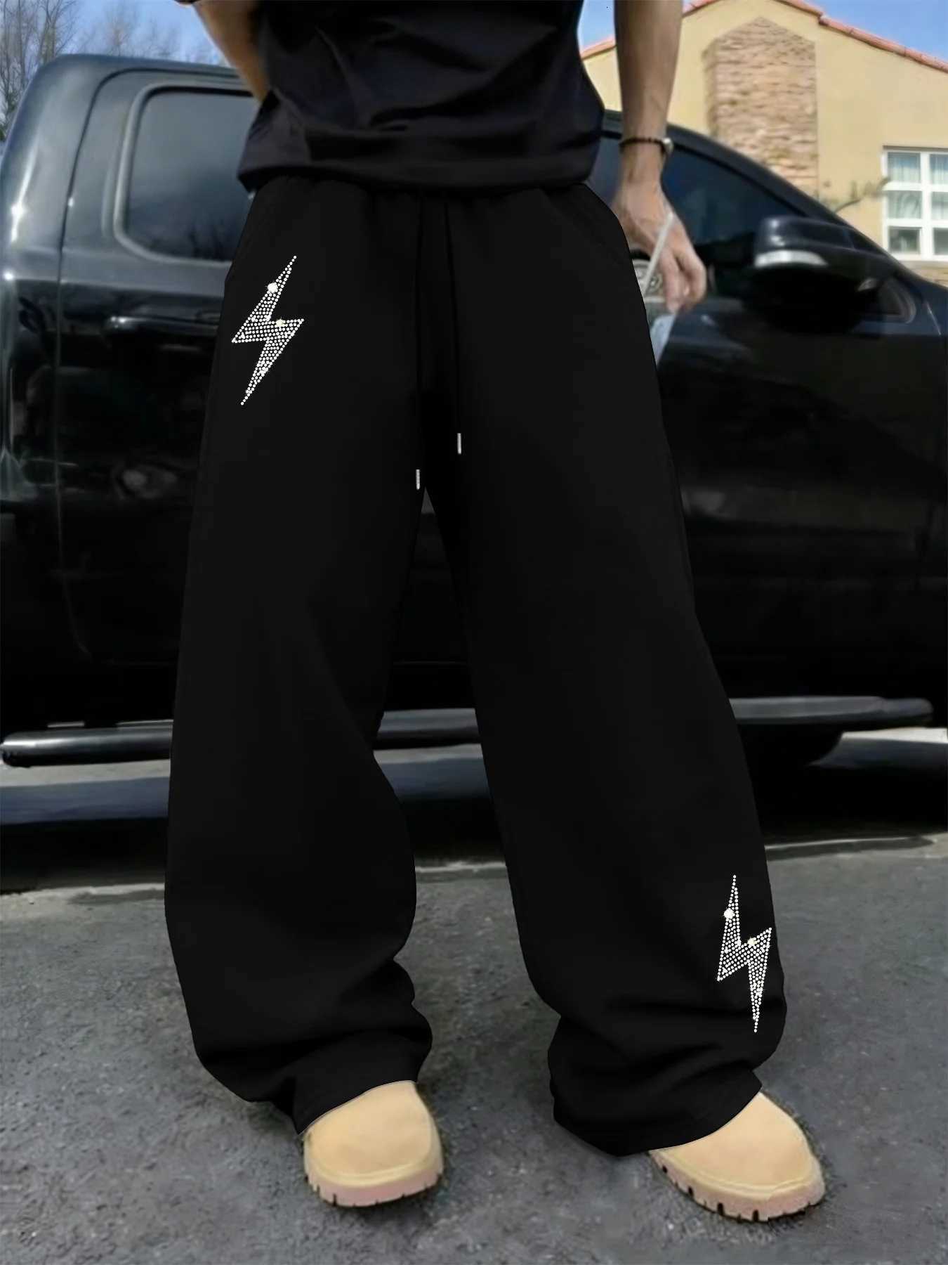 Men's Pants Men's Autumn Lightning Print Straight-Leg Sweatpants Casual Stylish and Versatile Suitable for Sports and Daily Wear D260924 - view 3