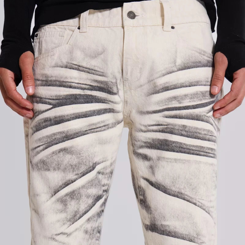 Jeans Retro Y2K Arctic White Hip Hop Drift Flared Trumpet Washed High Street Wide Leg Pants Gothic Slim Fit Unisex Trumpet Jeans 260923 - view 5