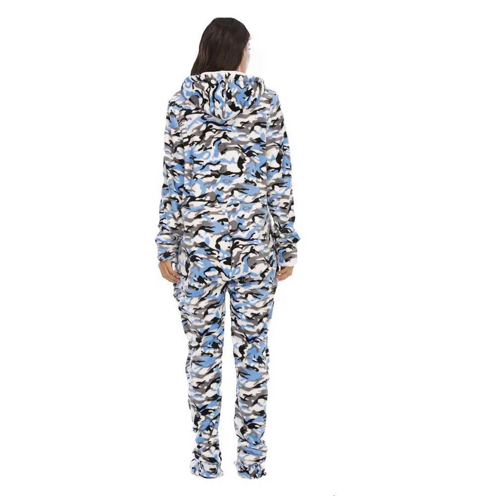 Lounge Women's Sleep Women Fleece Printed Footed Hooded Onesie Abdl One Piece Sleeper Jumpsuit Adult PajamasC260924 - view 3