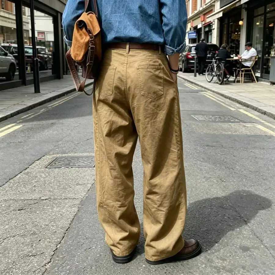 Men's Jeans Men's Wide Leg Pants Casual Loose Fit Chino Trousers Vintage Streetwear Baggy Trousers for Daily Wear H260924 - view 3