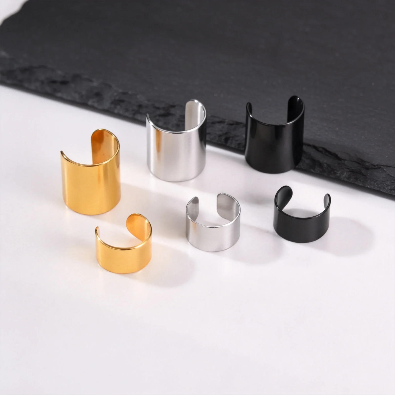 Punk Stainless Steel Ear Bone Clip for Men Long Short Cube Non Piercing Cuff Hip Hop Earring Jewelry Gift 260910 - view 4