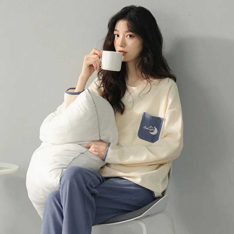 Women's Sleep Lounge Long-Sleeved Pyjamas Women's Autumn and Winter Cotton Round Neck Fashion Soft Casual Breathable Cute Cartoon Loungewear - view 6
