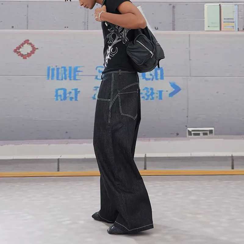 Men's Jeans Street Retro Men's Jeans Straight Leg Pants Airplane Buckle Baggy Silhouette Curved Knife Jeans High Waisted Casual Denim Pants  - view 4