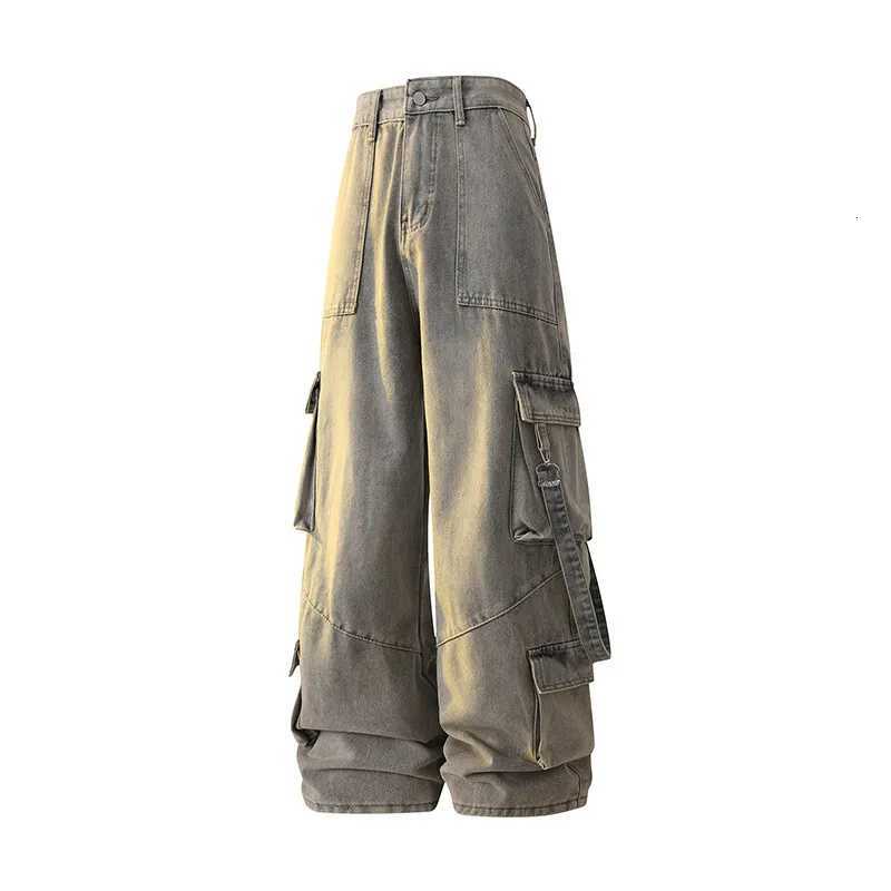 Men's Jeans Multi-poCKet Design High-street Cargo Pants Women 2025Wide-leg Washable High-waisted Jeans Baggy Trousers H260924 - view 3