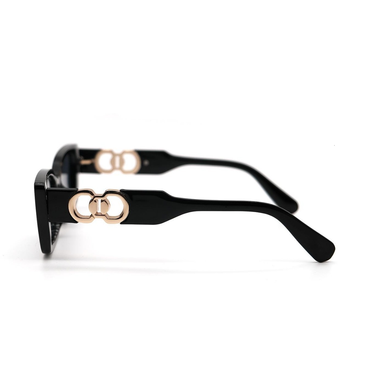 High-End Designer Sunglasses Shein Simple Small Rectangular Temple Glasses With Metal Double Ring Decoration For Beach Parties And Vacations, Fashiona - view 5