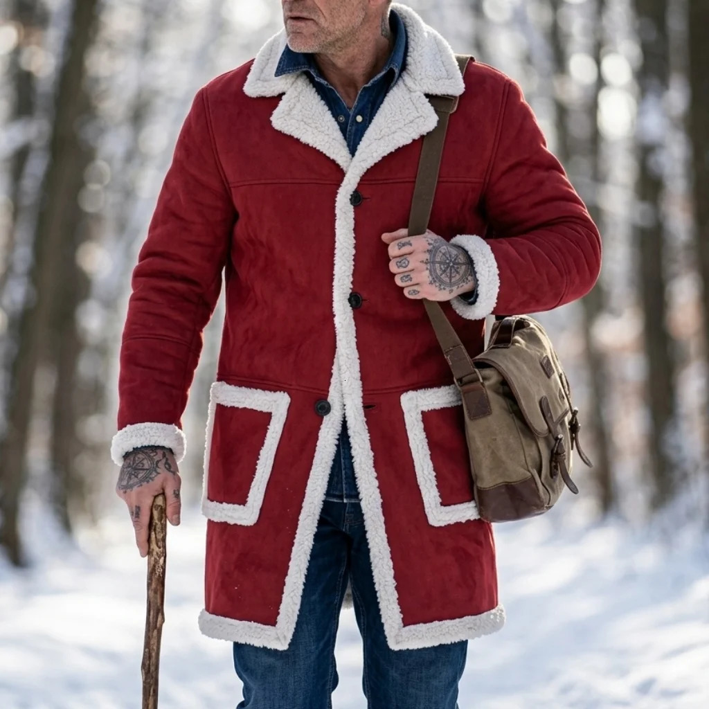 Winter Men's Faux Suede Fur Thick Coat Windproof SingleBreasted Hiking Jacket Warm Streetwear Outerwear Soft Male Jackets 260922 - view 7