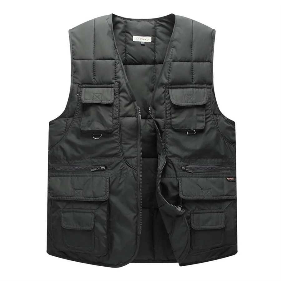 Jackets Hoodies 2027 Men's Outdoor Cotton Padded Vest Multi-pockets Design Men Outdoor Casual Vests Autumn Winter Warm Zipper Sleeveless Jacket 4 - view 6