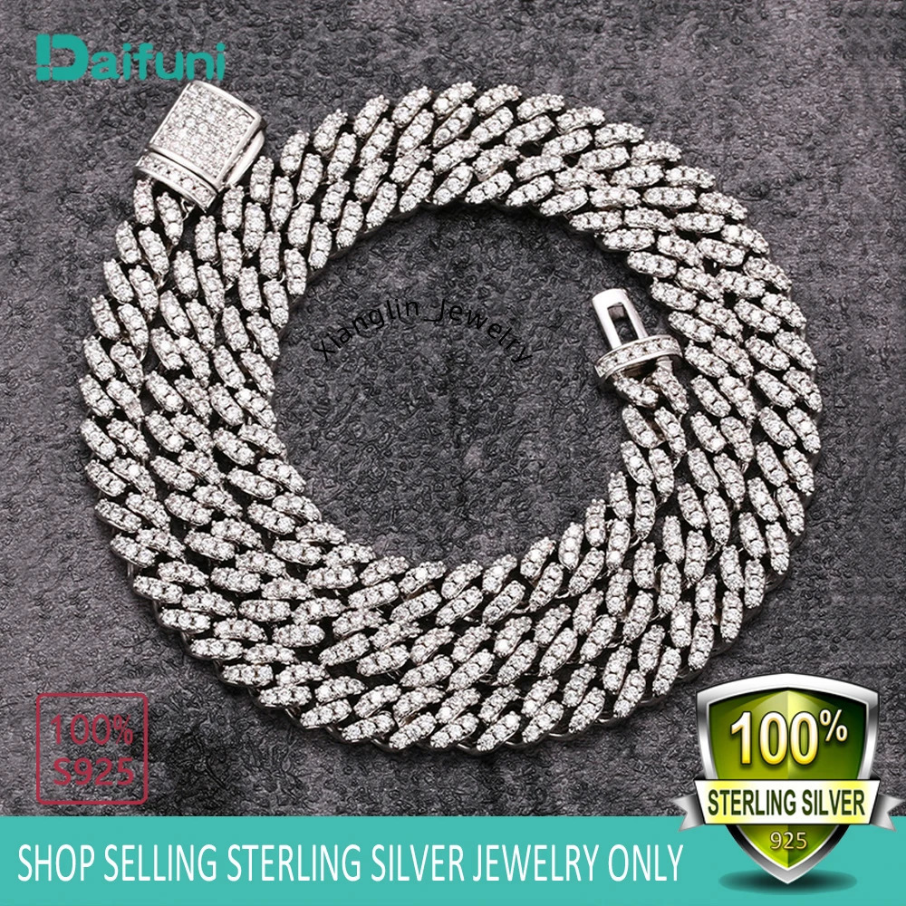 Daifuni 6MM VVS1 Moissanite Miami Link Chain Necklace for Men Singer S925 Sterling Silver Cuban Rap Hip-Hop Style Fashio Jewelry