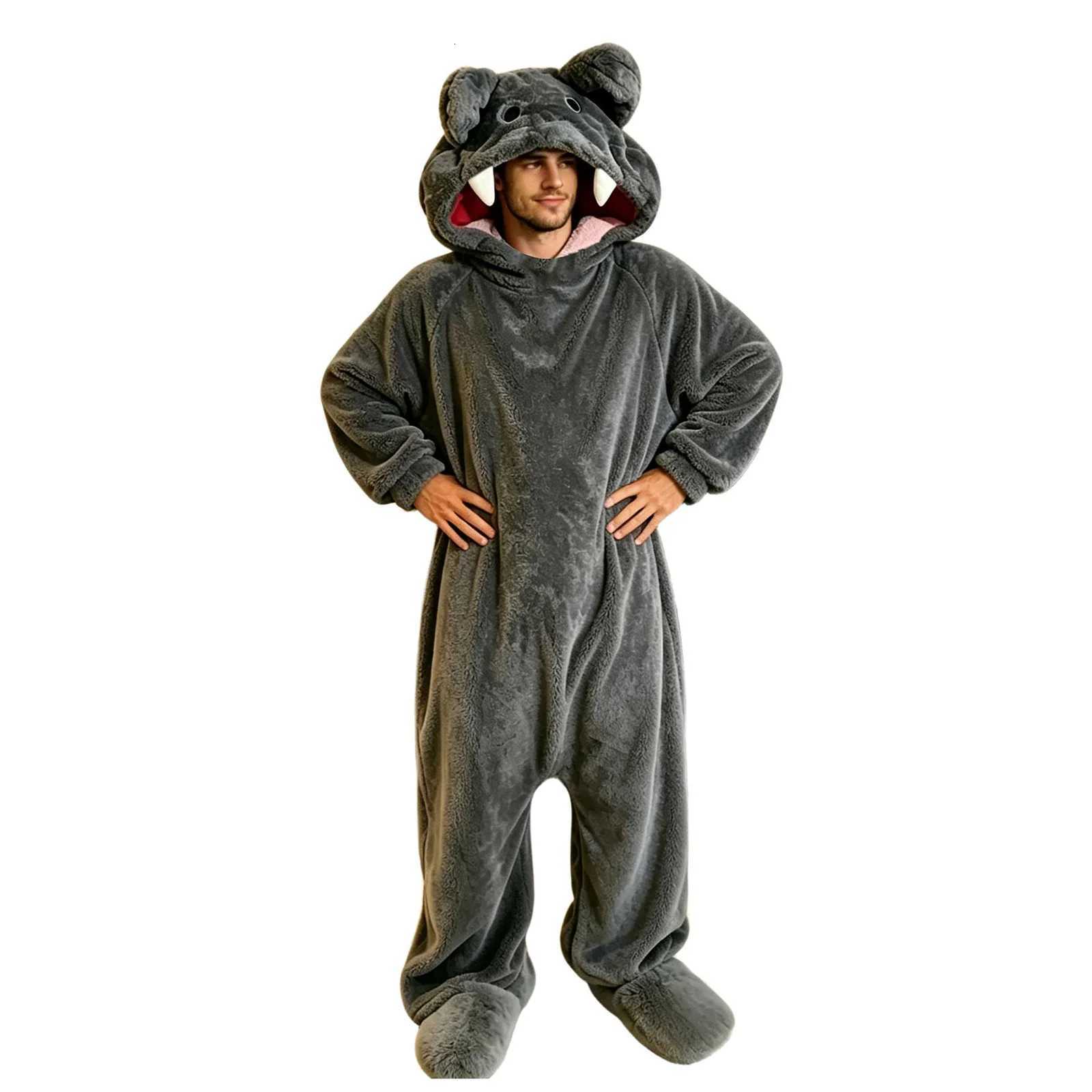 Lounge Women's Sleep Halloween Onesies Pajamas Jumpsuit Men Women Funny Animal Cosplay Costume Flannel Fleece Hooded Pijamas Winter Warm Loungewe