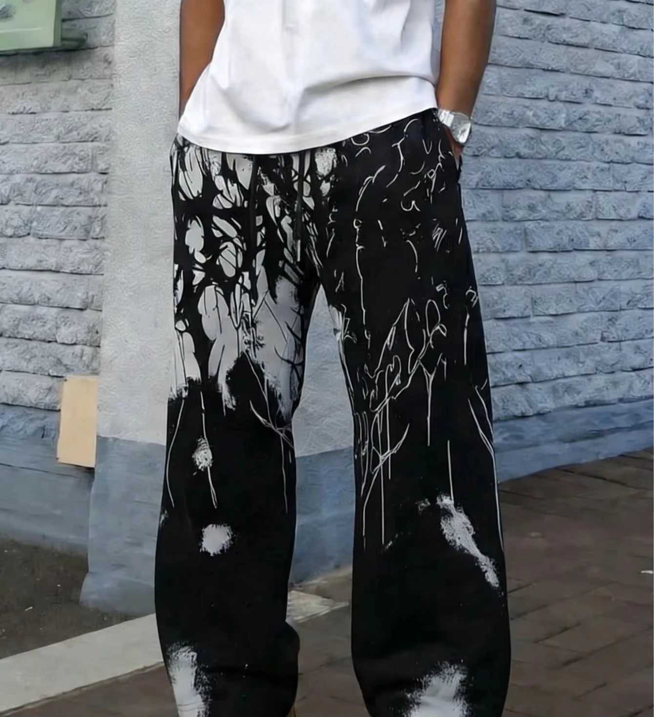 Men's Pants Gothic Metal Font Print StraightLeg Jogger Pants Unisex Dark Streetwear Casual Trousers Hip Hop Straight Sports Long Pants D260924 - view 4