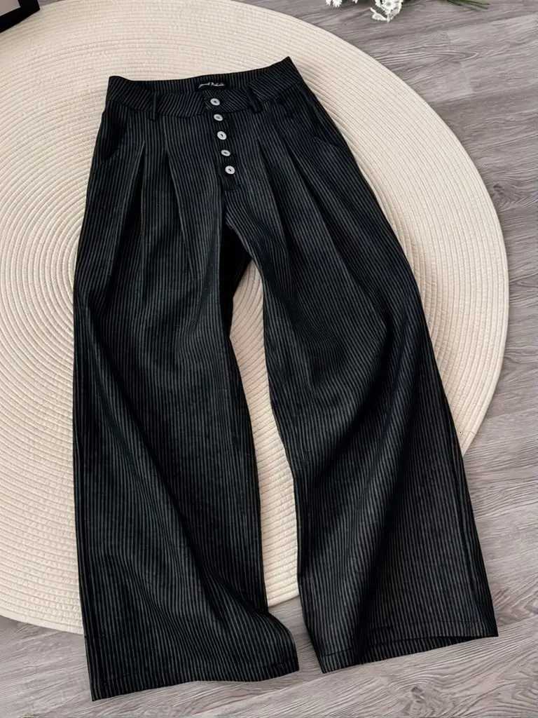 Men's Pants Old Money Men Wide Leg Suit Pants Casual High waist Button Dress Pants Fashion Streetwear Straight Long Trousers Work Wear D260924 - view 6