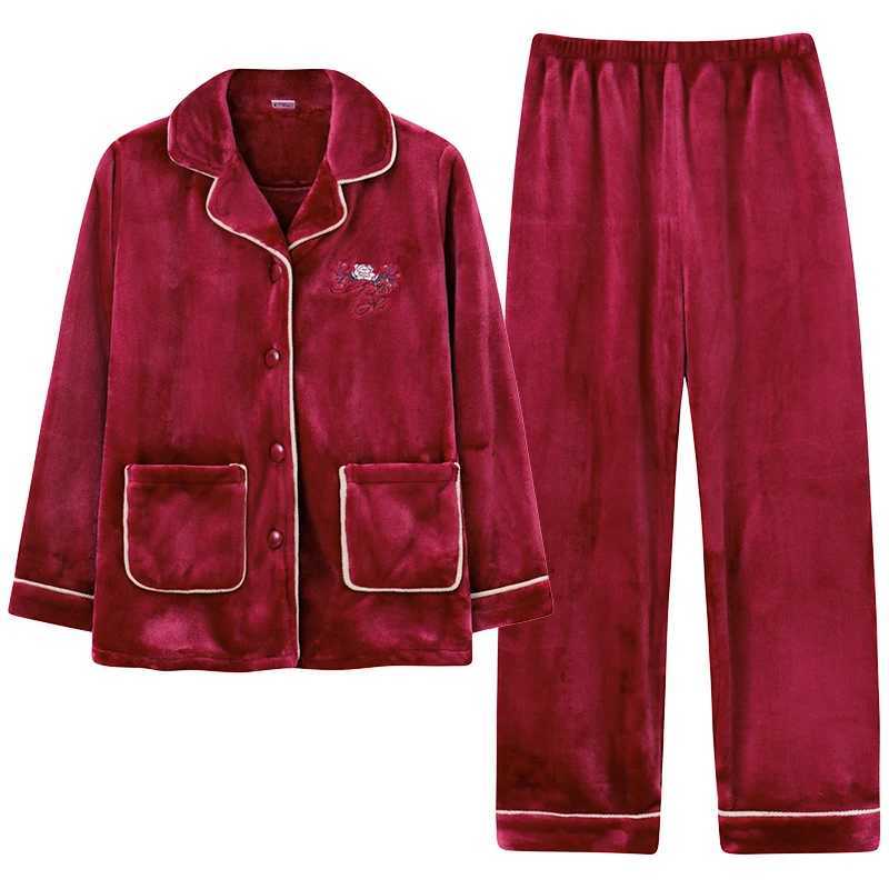 Lounge Women's Sleep New arrival winter long sleeve coral fleece pyjamas women thick flannel cardigan pajamas fashion flower big yards pijamas mu - view 7