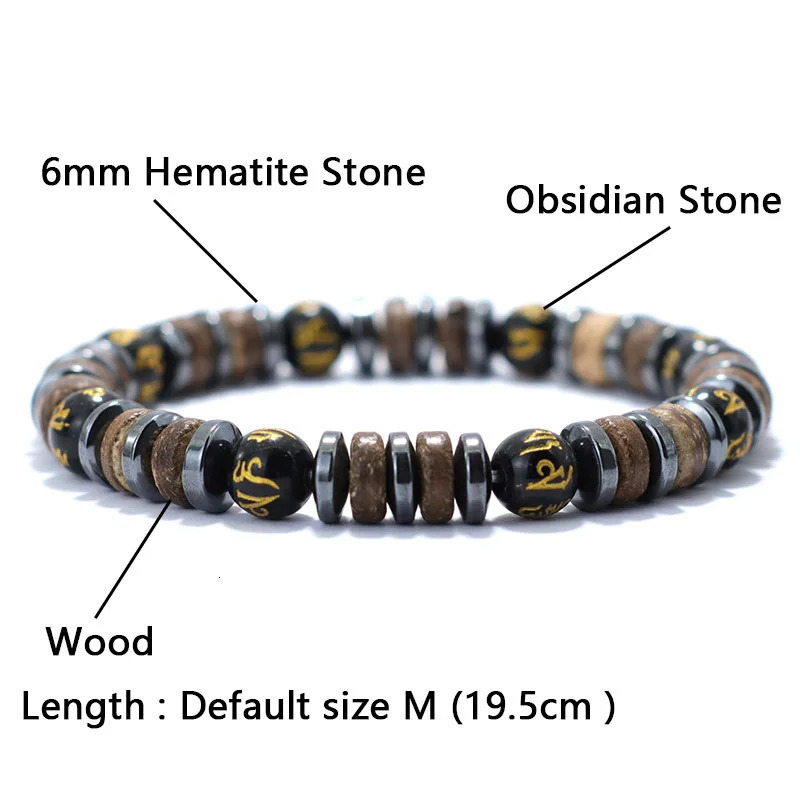 Vintage Men Bracelet Stone Natural Wooden Braclet Homme Hematite Tiger Eyes Braslet Coconut Bead Brazalete Pulsera Hombre 260924 - view 6
