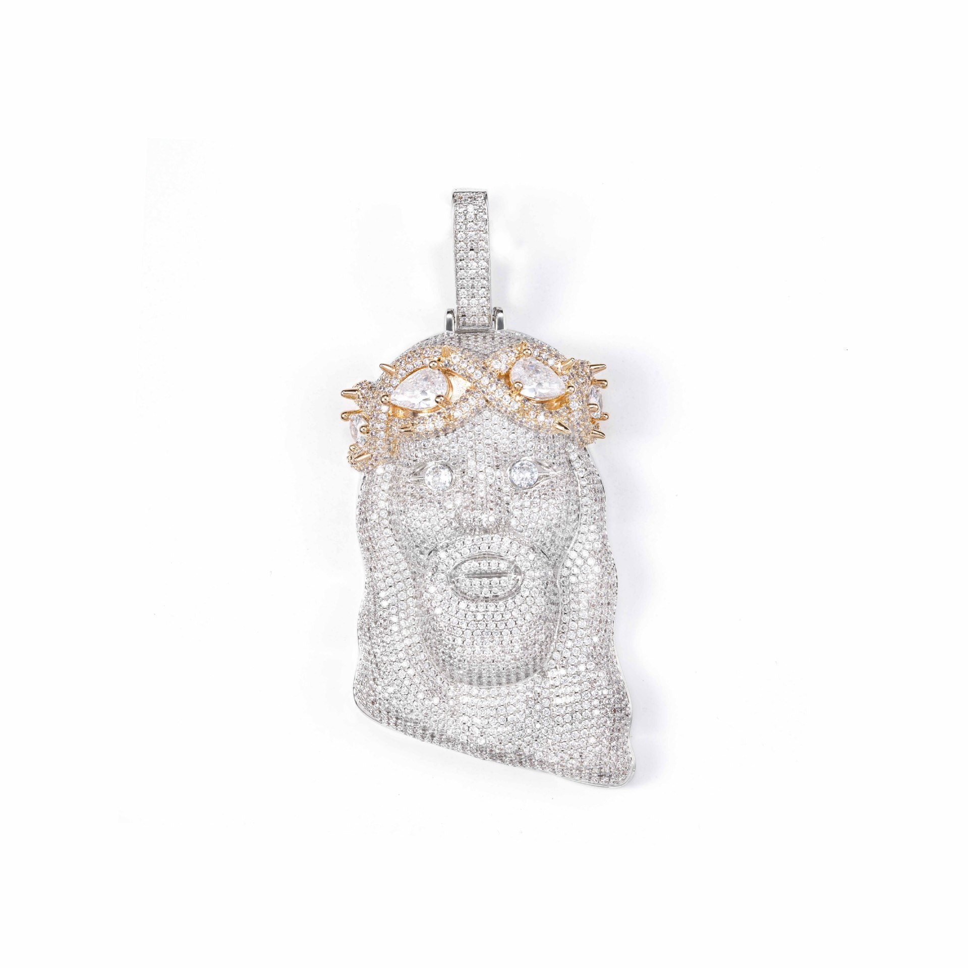 Personalized Hip Hop Jewelry 3 Colors Available Solid Back Bling Moissanite Iced Out Moissanite Spike Head Pendant Necklace for Men - view 6