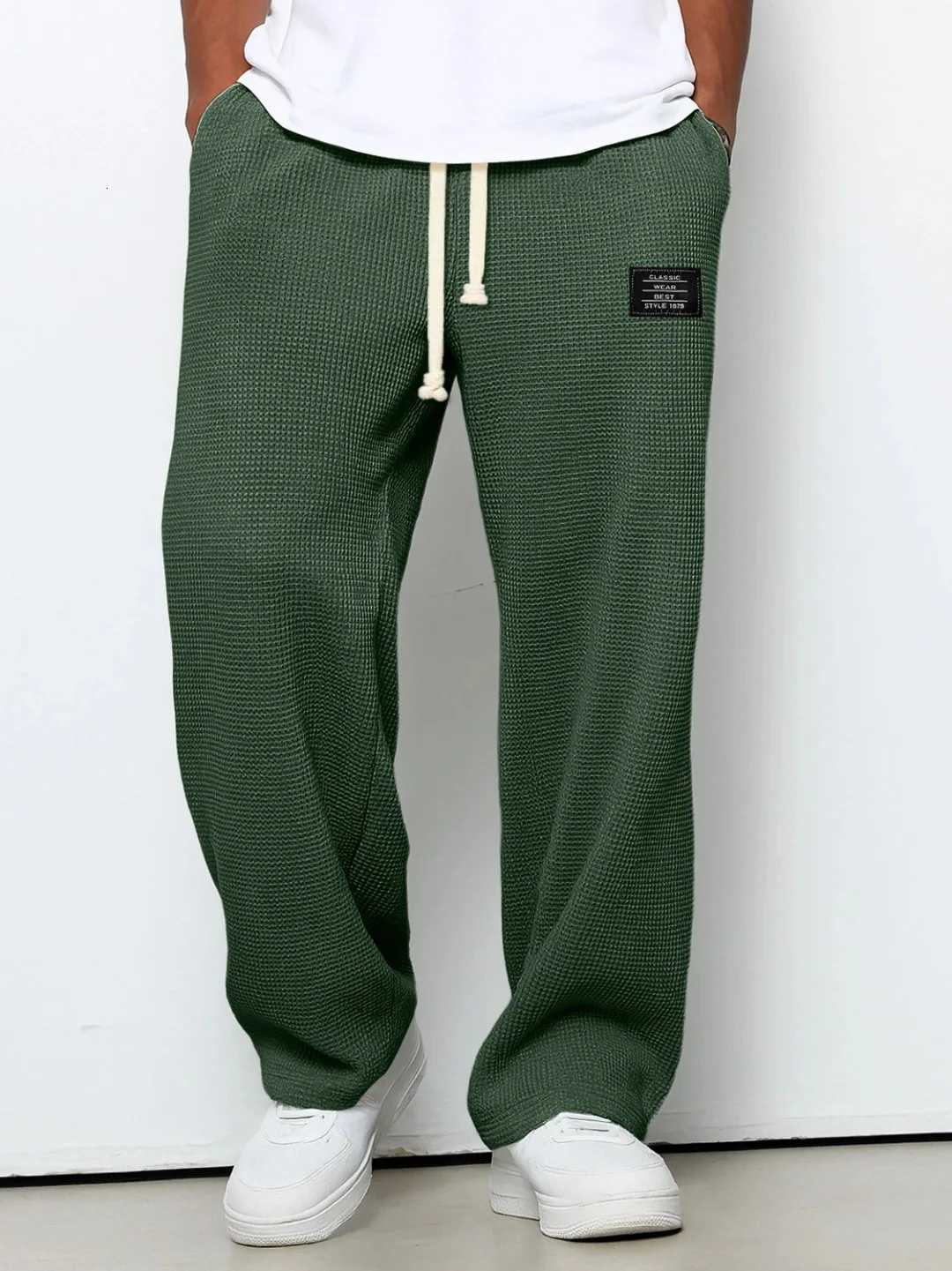 Men's Pants Men's Spring and Autumn Trendy Straight-Leg Sweatpants with Waffle Texture Wide-Leg Sports and Casual Pants D260924 - view 4