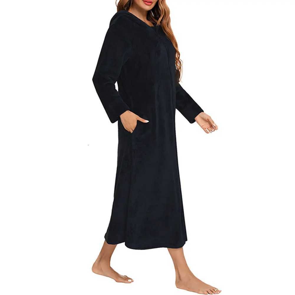 Sleep Lounge Women's Women's warm fleece full zip robe with pockets Thick fleece homewear Soft flannel for cold weather relax After-bath com - view 6