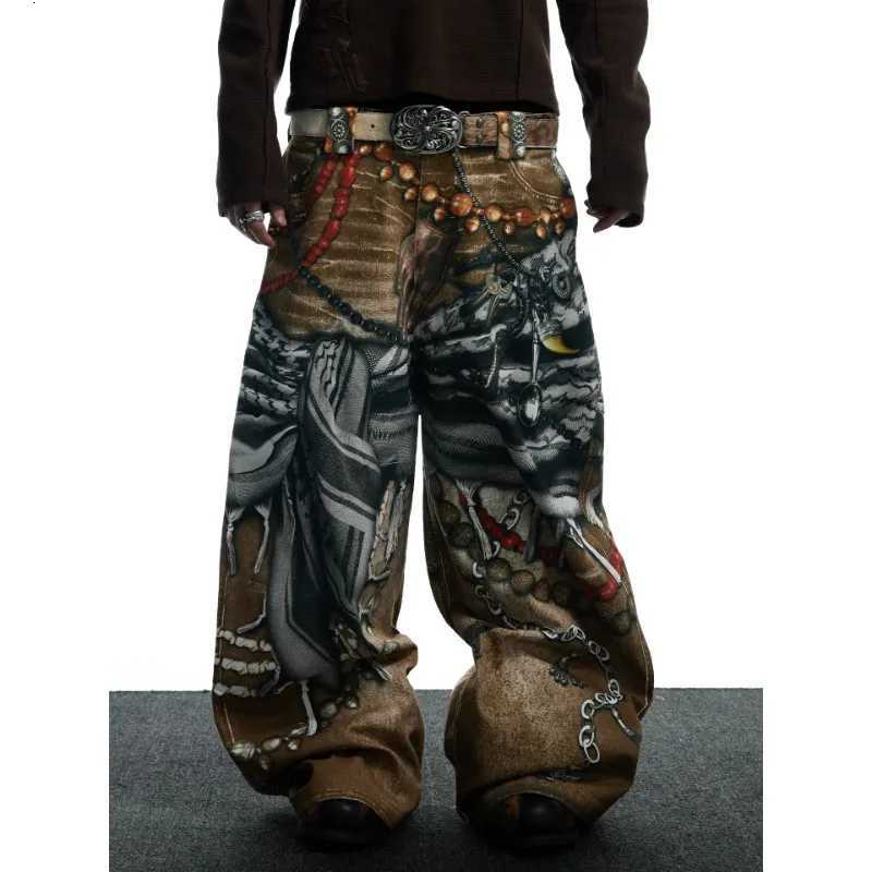 Men's Jeans Men Jeans Y2k Gyaru Punk Oversize 3D Print Denim Pants Vintage Hiphop Grunge Baggy Denim Trousers Alternative Clothes H260924