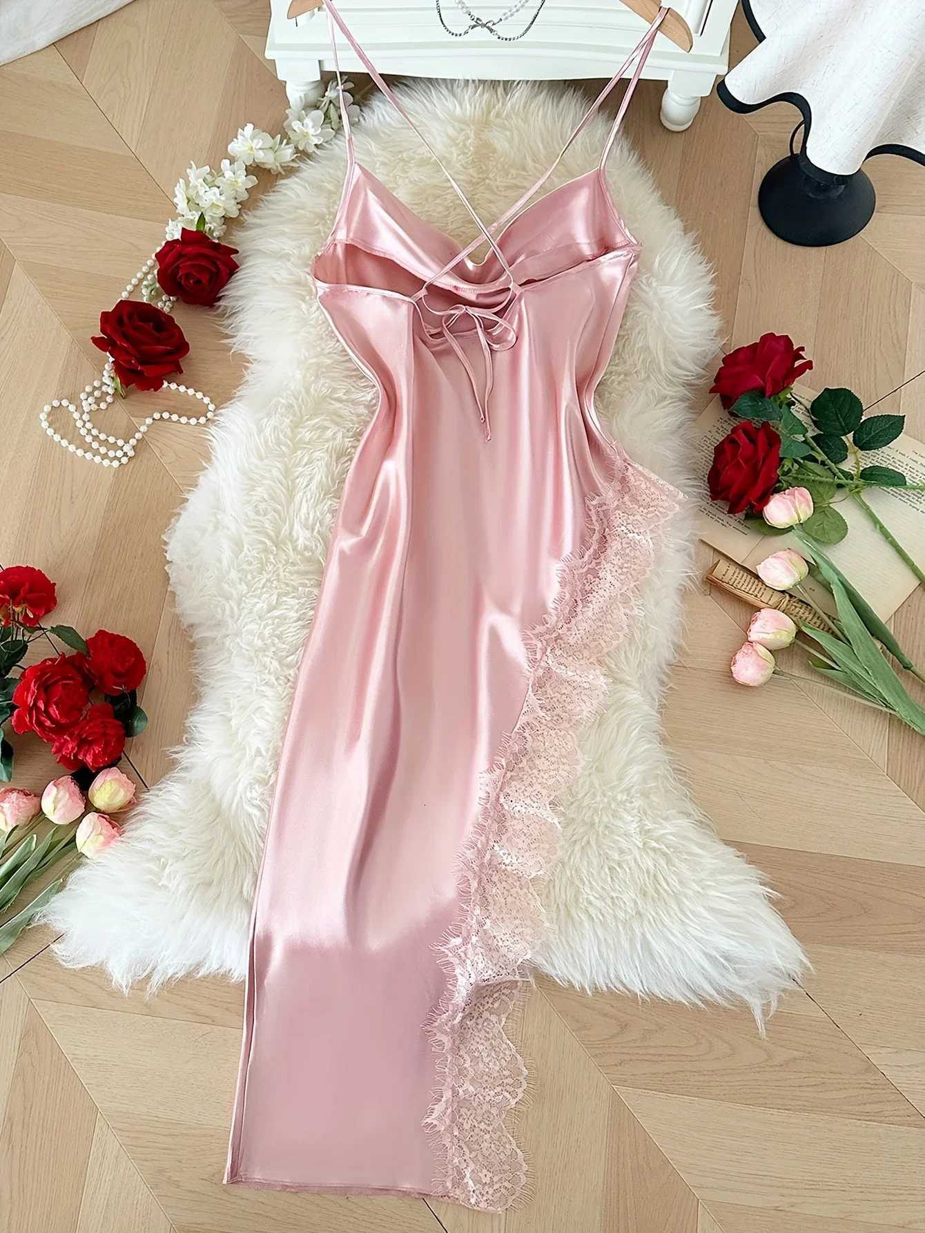 Lounge Women's Sleep Sexy Lace Patchwork Pajamas Comfortable And Casual Long And Comfortable Women's NightgownC260924 - view 3
