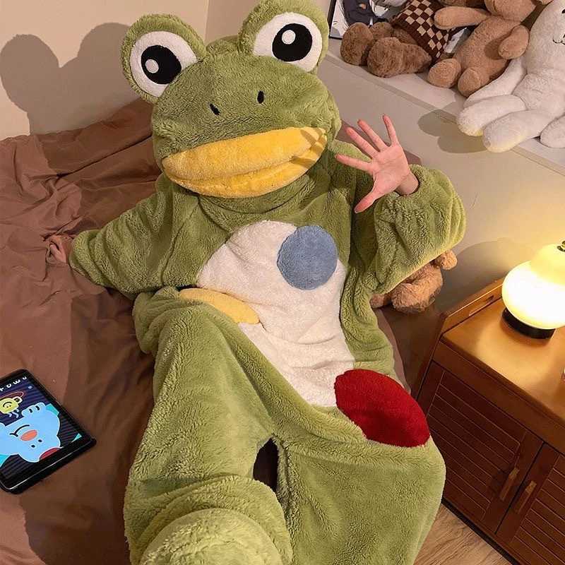 Sleep Lounge Women's Halloween Funny Frog Pajamas One-piece Coral Fleece Thick and Warm Home Wear Autumn Winter for WomenC260924 - view 5