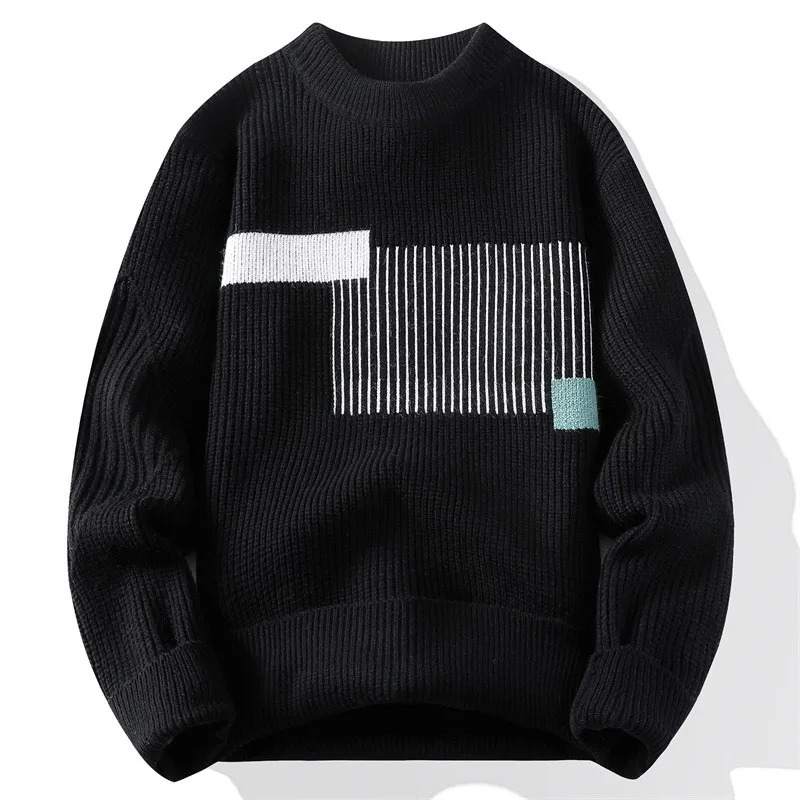 Men's Sweater Fashion Pattern Autumn/Winter Knitted Sweater Fashion High Street Pullover Outdoor Loose Warm Thick 260923 - view 3