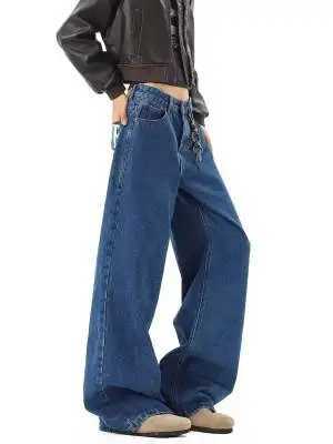 Men's Jeans Vintage American Style Blue Pocket Full Printed Y2K Jeans Couple Classic Baggy Straight Wide-leg Pants Ripped Jeans H260924 - view 5
