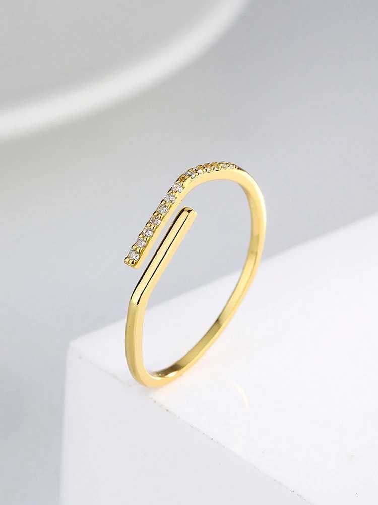 Sterling 925 Band Silver Rings Simple Shiny Parallel Length Adjustable Zircon Ring For Women Engagement Luxury High Quality Fine Jewelry N260924 - view 7