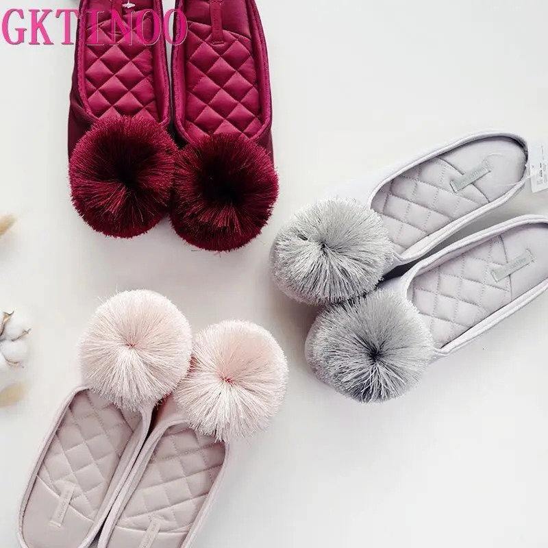 GKTINOO Autumn Winter Warm Women Home Slippers Soft Non-slip Indoor Shoes Cute House Slip On Flat Slides Ladies Fur Slippers 260918