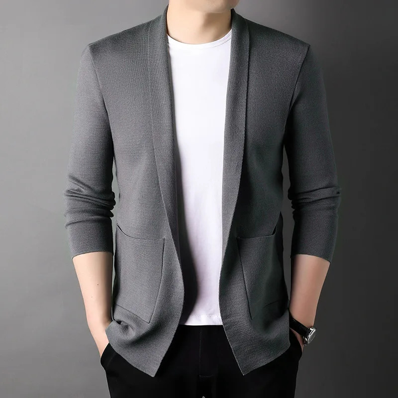 Autum Winter Fashion Knit Mens Oversized Cardigan Sweater Knitting Casual Korean Coats Jacket Men Clothes 260920 - view 3