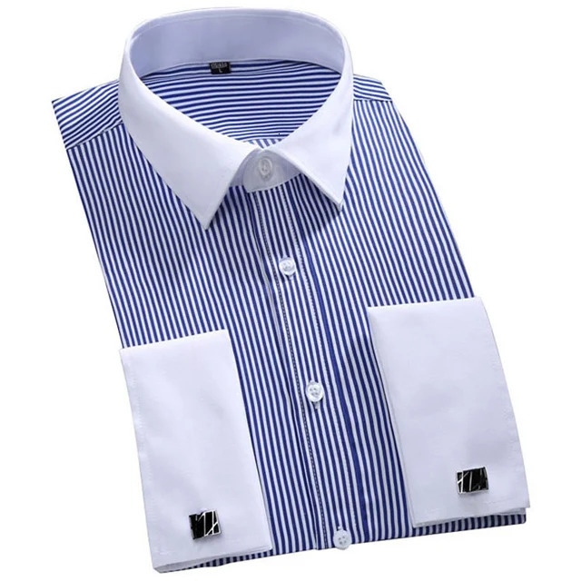 Men's French Cuff Dress Shirt Long Sleeve Formal Business Buttons Male Shirts Regular Fit Cufflinks Shirt Plus size 6XL 260922 - view 7