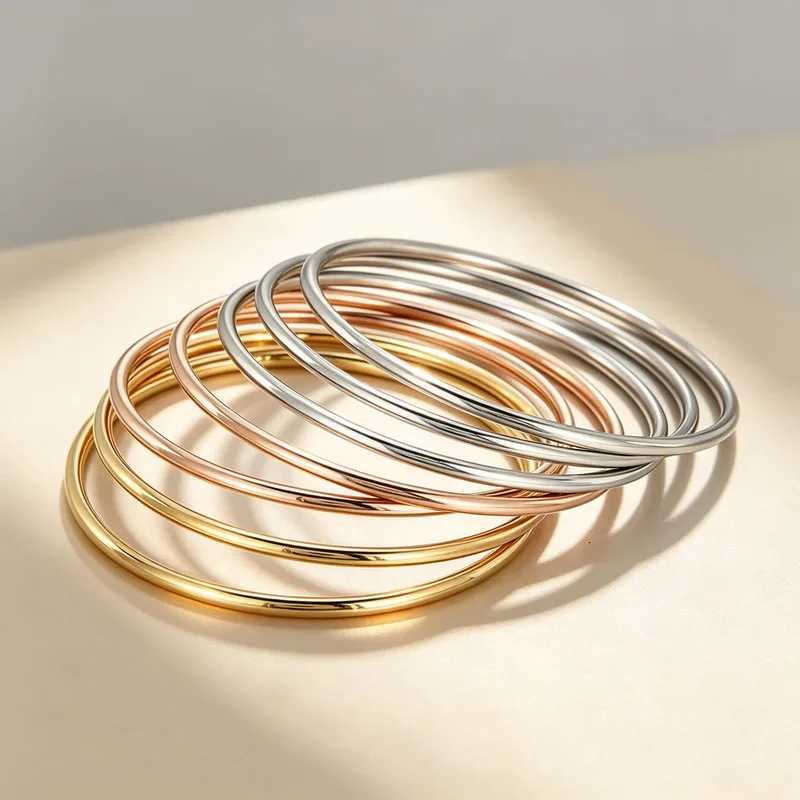 Bangle Bangle Minimst Stackable Gold 7pcs Set Stainl Steel Thin Wire Round Bangle Wen Wedding Party Statement Jewelry Wholes N260924 - view 7