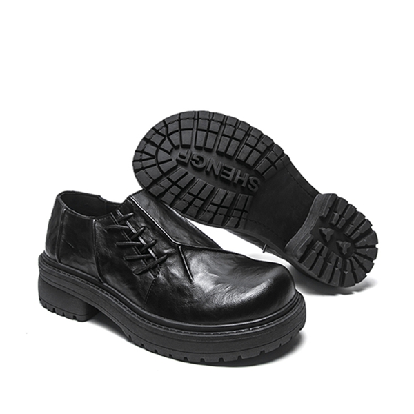 Four season side lace up thick soled big toe leather shoes, fashionable formal wear, business casual shoes, plus size office men's shoes 14561 - view 8