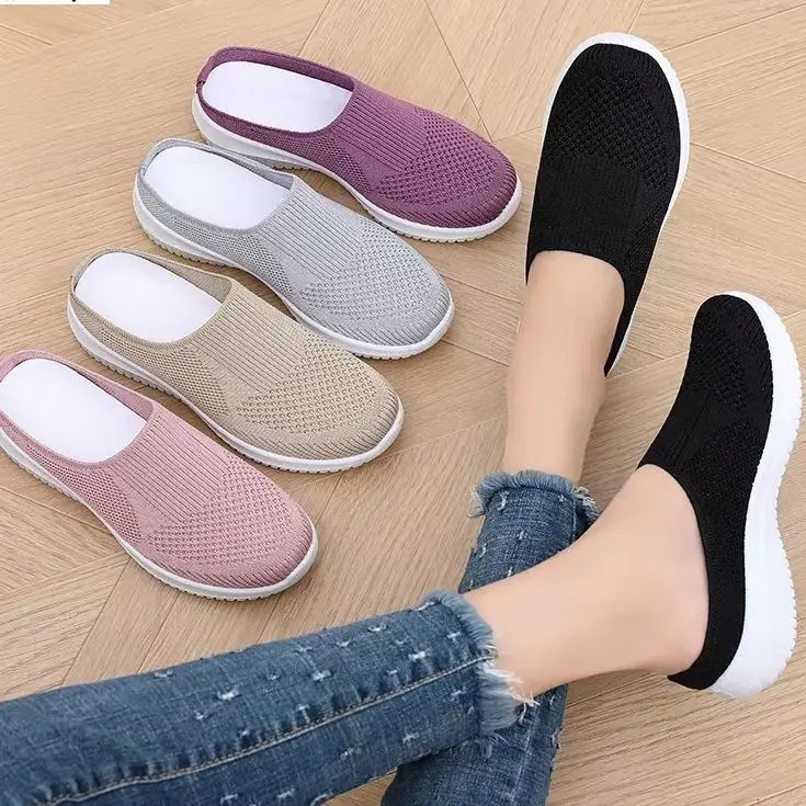Women's Summer Shoes Plus Size Casual Single Ladies Shoes Soft Sole Cover Half Slippers Sale Shoes with 260918