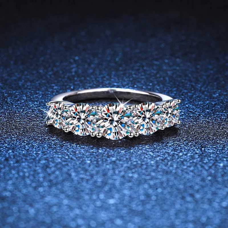 Rings 18k Plated 3.6CT Band All Moissanite Rings for Women 5 Stones Sparkling Diamond Wedding Band S925 Sterling Silver Jewelry GRA N260924 - view 4