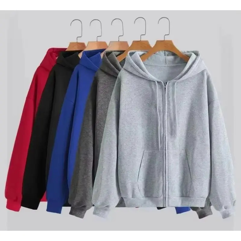 Womens Solid Color Zipper Hoodies Autumn Casual Sportswear Trendy Comfortable Long Sleeved AllMatch Pocket Hoody 260924 - view 4