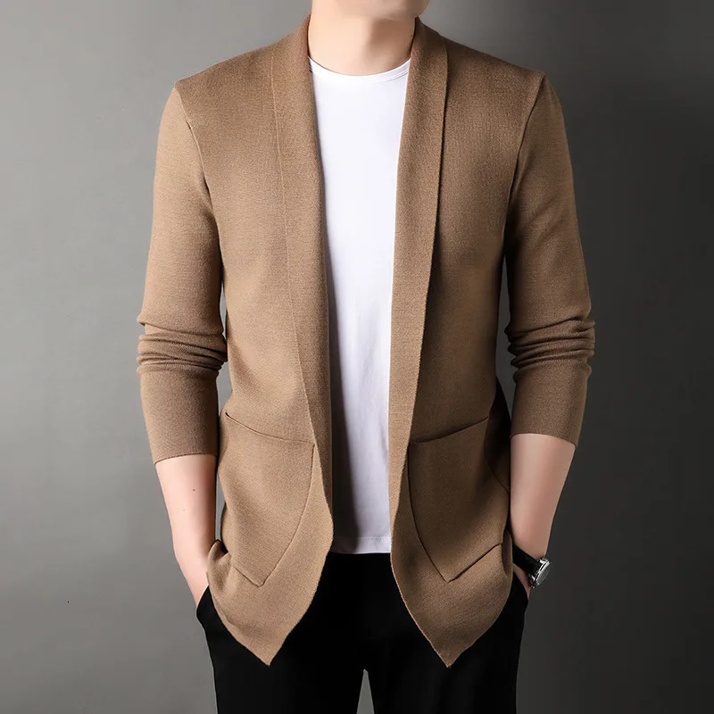 Autum Winter Fashion Knit Mens Oversized Cardigan Sweater Knitting Casual Korean Coats Jacket Men Clothes 260920 - view 6