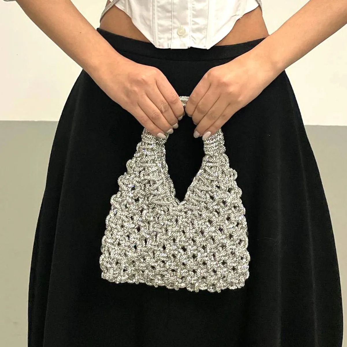 Glitter Shiny Diamond Clutch Purse Women Handbag Handmade Circular Bag Wedding Party Banquet Bag Fashion Evening Bag 260924 - view 3