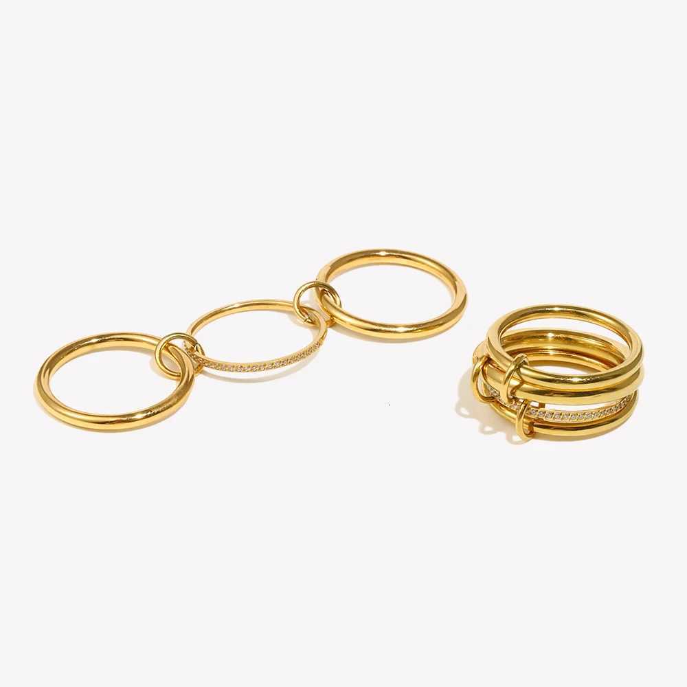 Rings E.B.belle Three/Four Layers Band Rhinestone Non Fixed Ring Waterproof Stainless Steel Fashion Jewelry For Women Girls Charm GIfts N260924 - view 6