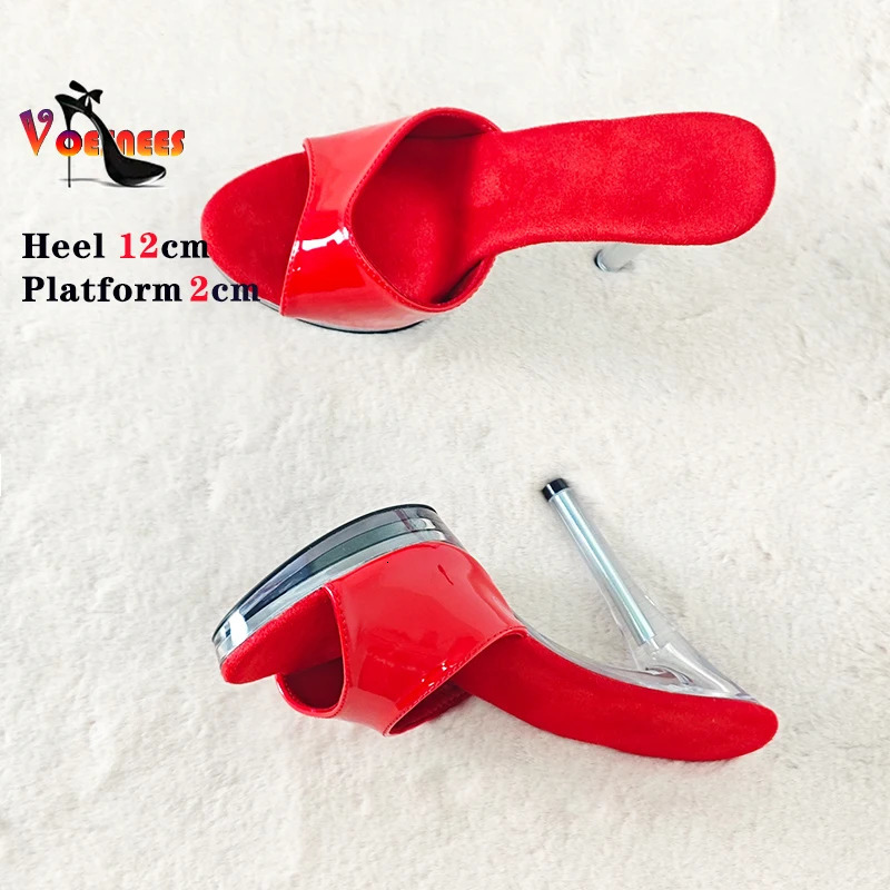 Thin High Heels Slippers Women Summer Elegant Shoes Fashion Anti Slip Transparent Sandals 12CM Sexy Leather Slides Plus Size 43 260924 - view 4