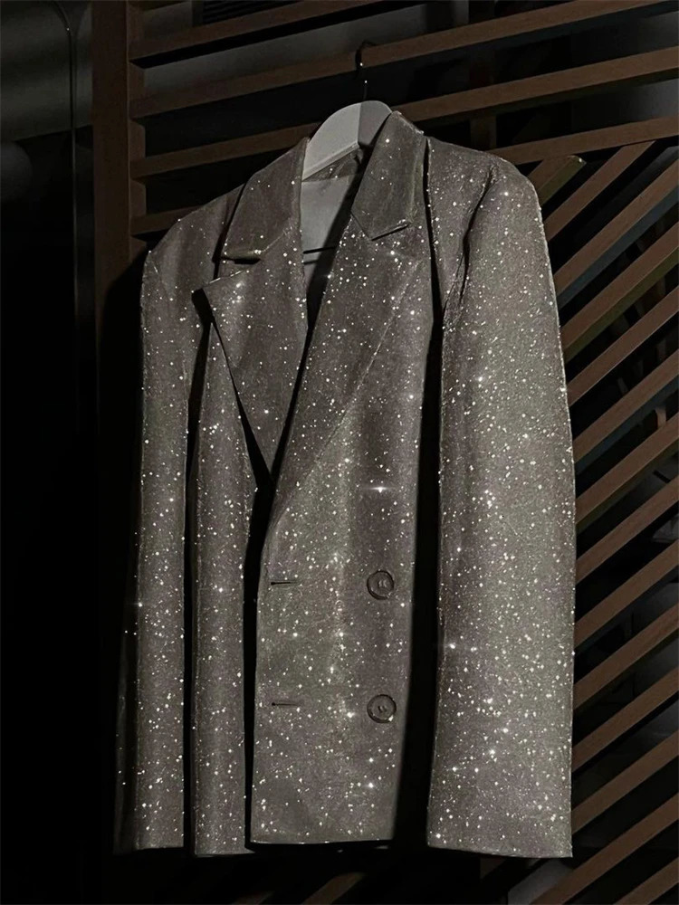 Tossy Sparkly Blazers For Women Oversized Loose Sliver Black Gliiter Casual Jackets Blazer Set Pink Coat Women Party Outfits 260924