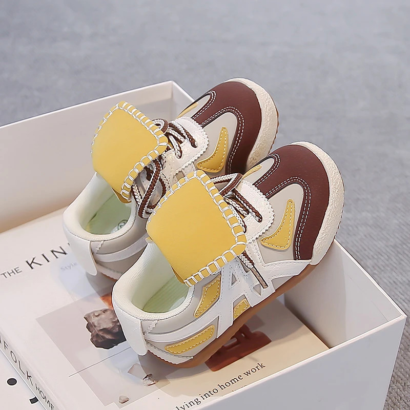 Kids Retro Color Block Sneakers Flip Tongue n Contrast Stitching Non Slip Rubber Sole Boys Girls Street Daily Walking Shoes 260920 - view 3