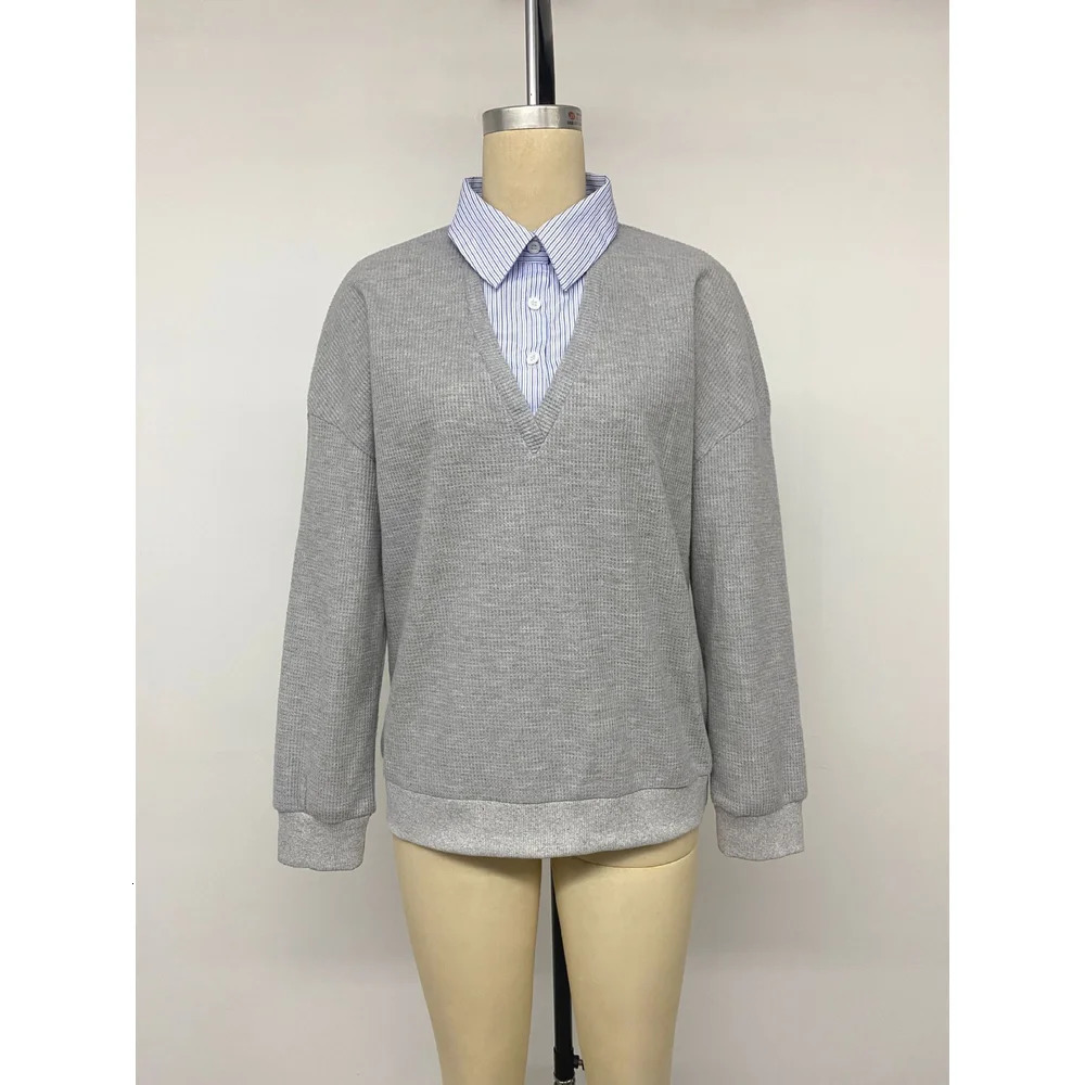 Women Two Piece Lapel Half Placket Sweatshirt 2026 Lazy Casual Long Sleeve Pullover Tops 260924 - view 6