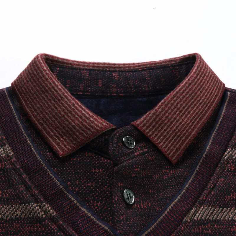 Spring Autumn Men's Single-Sided Two-Piece Long-Sleeved T-Shirt Lapel Button Stripe Business Casual Urban Style Men's Wear 260923 - view 5