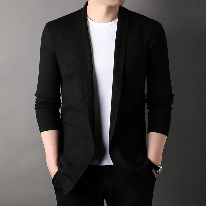 Autum Winter Fashion Knit Mens Oversized Cardigan Sweater Knitting Casual Korean Coats Jacket Men Clothes 260920 - view 4