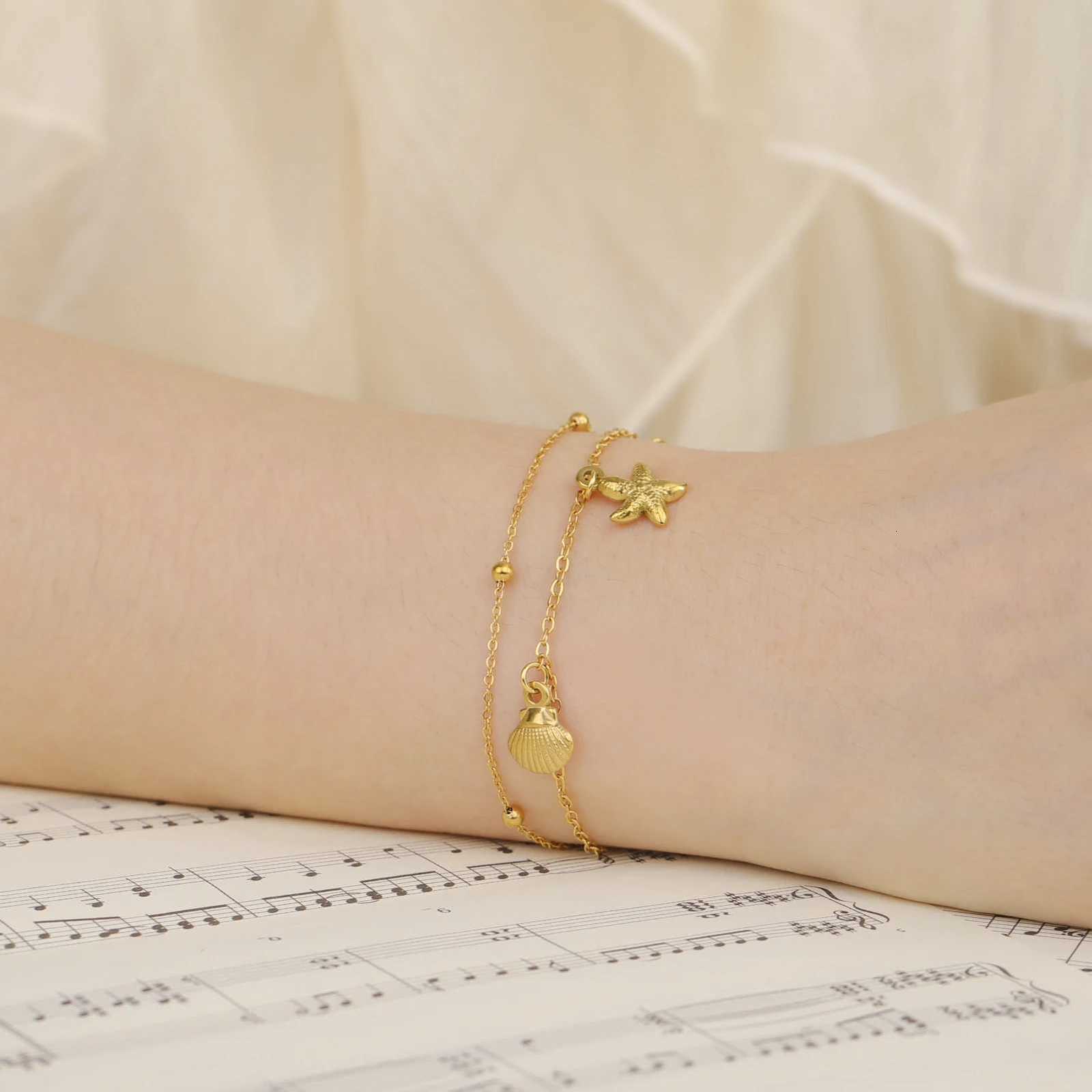 Charms Bangle Seashell Cazador Starfish Wen's Bracelet Stainl Steel Summer Beach Jewelry Hand Bracelet Gift Trend 2026 Wholes N260924