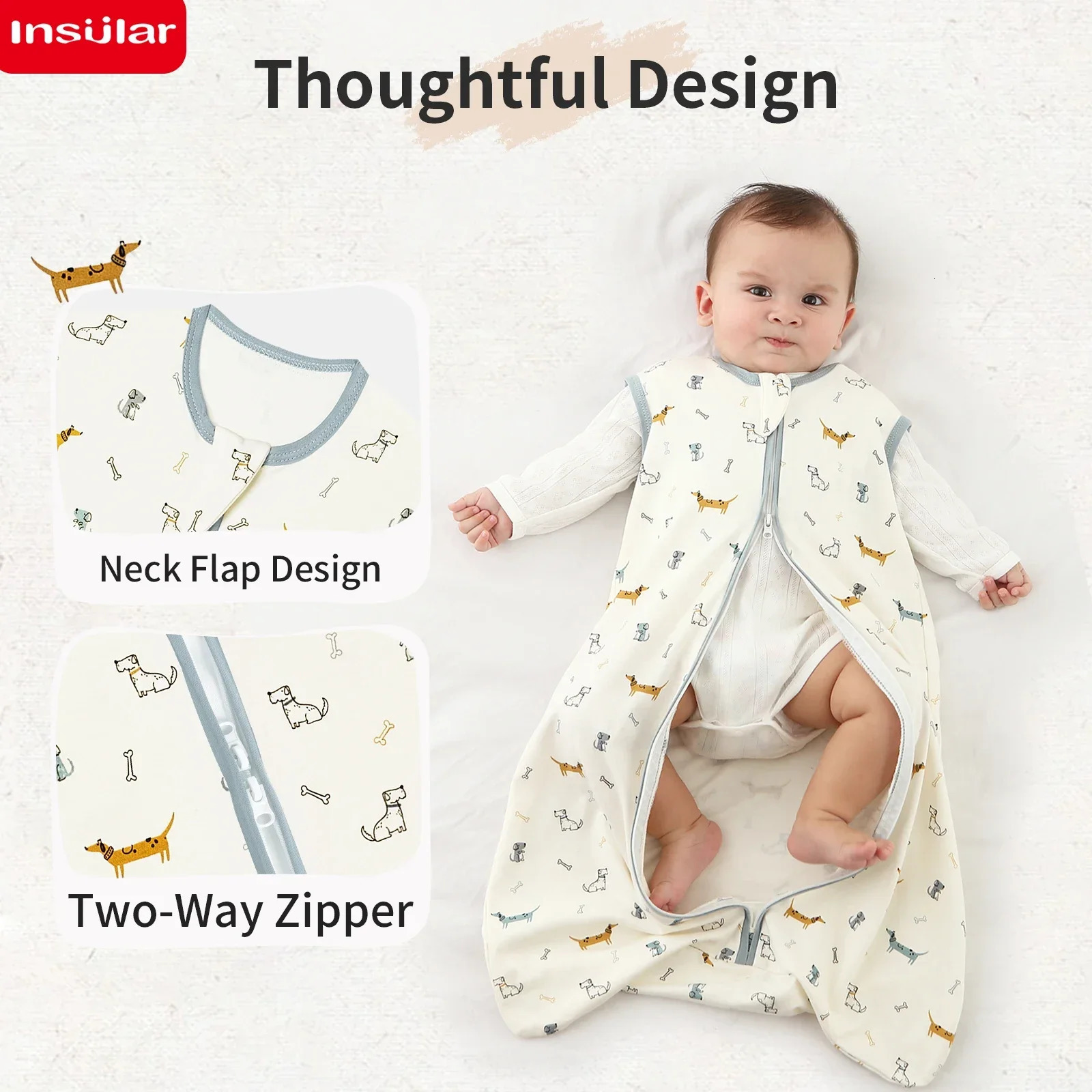Baby Sleeping Bag born Baby Anti-shock Sleeping Bag Pajamas Baby Pajamas Light Zipper Crawling Suit Anti-kick Cartoon Animal 260920 - view 3
