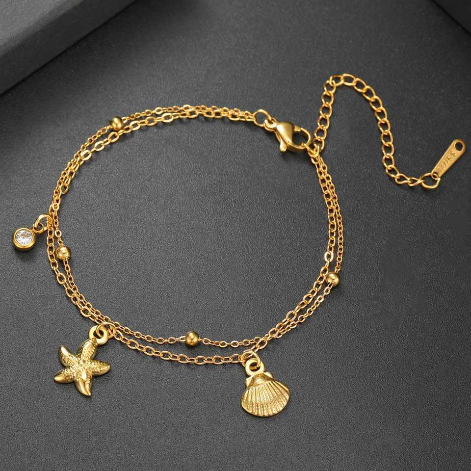Charms Bangle Seashell Cazador Starfish Wen's Bracelet Stainl Steel Summer Beach Jewelry Hand Bracelet Gift Trend 2026 Wholes N260924 - view 3