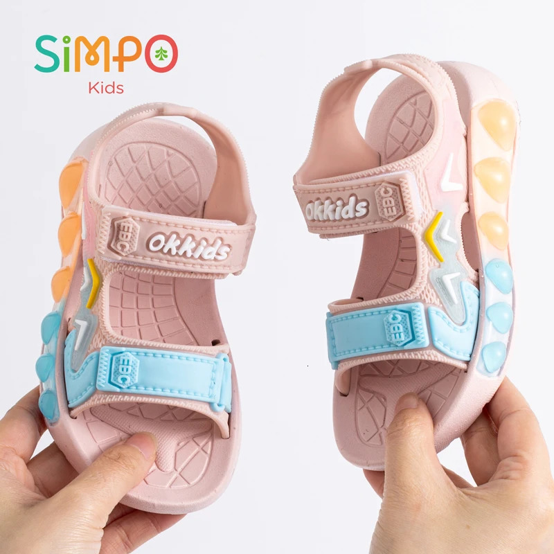 1 Pair Sport Sandals For Boys And Girls Summer Outdoor Soft Bottom Breathable Lightweight Casual Beach Shoes With Hook Loop 260923 - view 3