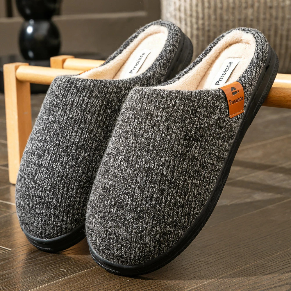 Winter men's slippers memory cotton shoe pad TPR large sole flat bottom anti slip warm and comfortable indoor knitted shoes 260918 - view 7