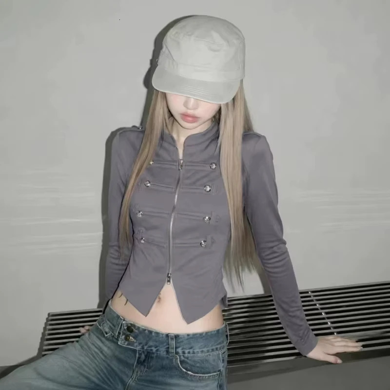 Retro fashion Y2K style Harajuku Napoleon style sexy girl slimfit coat for women summer top minimalist emo style 260924 - view 4
